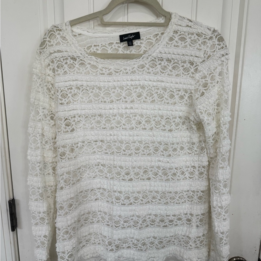 Lord & Taylor Ivory Lace Blouse